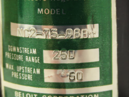 Beloit NC2-75-98B Pneumatic Air Pressure Regulator 60 PSI Adjustable