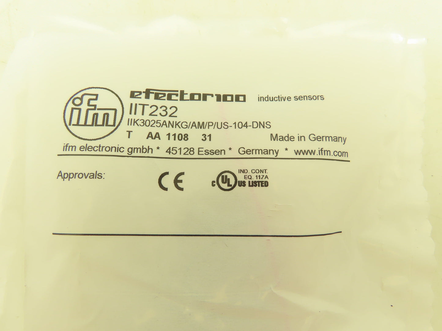 IFM Efector IIT232 Inductive Sensor Proximity Switch 25mm NPN N.O.