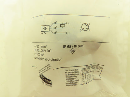 IFM Efector IIT232 Inductive Sensor Proximity Switch 25mm NPN N.O.