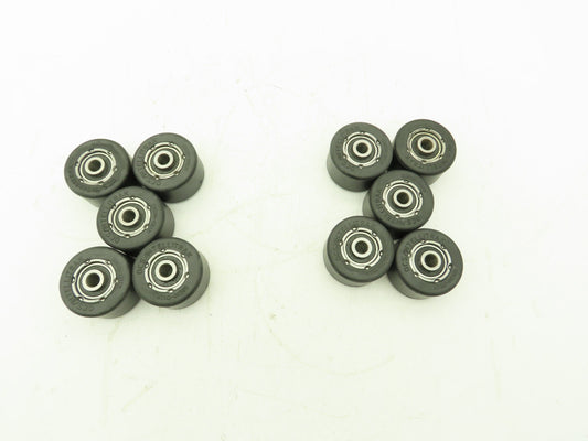 Black Rubber Pulley Roller Wheel 35x57mm Dia 10mm Ball Bearing Bore  LOT OF 10