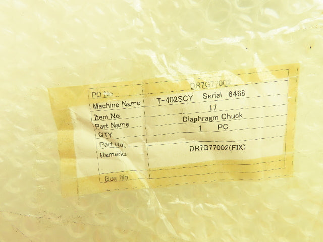 Toyo DR7G77002 Diaphragm Chuck Milling Machine Lathe 9" Across