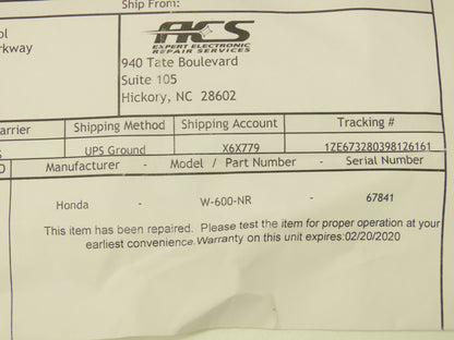 Honda Electronics W-600-NR W-600-NR Ultrasonic Generator Power Supply 200V Input