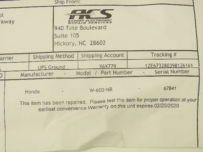 Honda Electronics W-600-NR W-600-NR Ultrasonic Generator Power Supply 200V Input