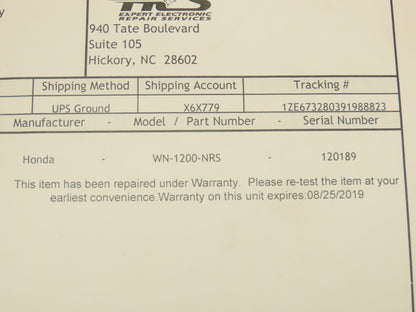 Honda WN-1200-NRS WN1200NRS Electronics Ultrasonic Cleaner Power Supply Module