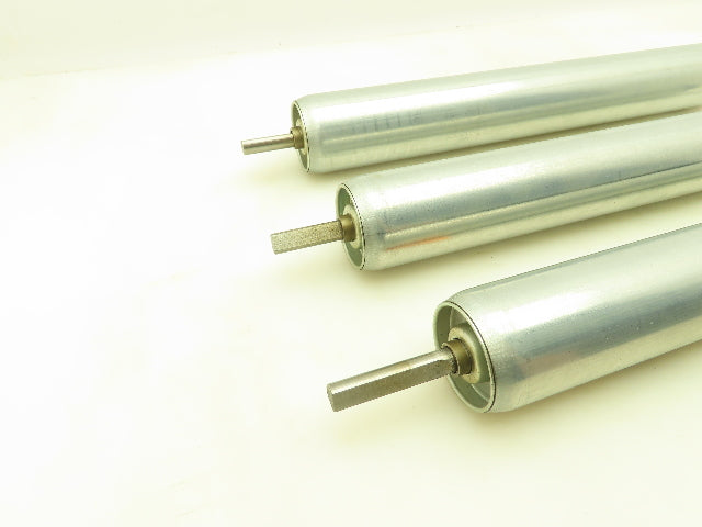 Single Sprocket Steel Conveyor Roller 2.25" Dia x 17" BF  Lot of 3