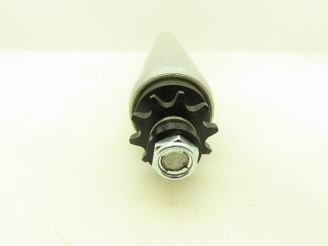 Single Sprocket Steel Conveyor Roller 2.25" Dia x 17" BF  Lot of 3