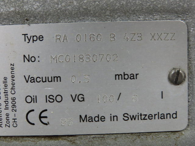 Busch RA 0160 B 4Z3 XXZZ Rotary Vane Vacuum Pump w/ WV 0500 B 003 KCLO Booster
