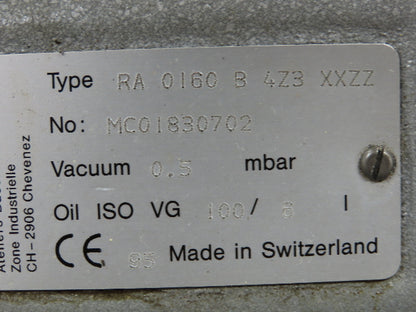 Busch RA 0160 B 4Z3 XXZZ Rotary Vane Vacuum Pump w/ WV 0500 B 003 KCLO Booster