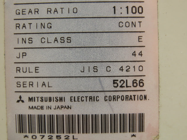 Mitsubishi GM-H Parallel Shaft Geared Motor 1:100 Ratio 0.2Kw 220V 3PH 18 RPM