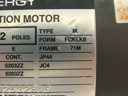 Toshiba Type IK Induction Motor 0.4Kw .5Hp 3500 RPM 220V 3PH 3/4" NPT Brass Pump