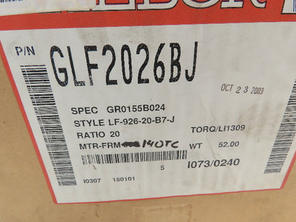Baldor LF-926-20-B7-J Gearbox Speed Reducer 20:1 Ratio 2Hp 88RPM RH Output 140TC