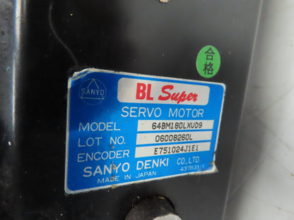 Sanyo Denki 64BM180LXUD9 BL Super AC Servo Motor w/ Encoder E751024J1E1