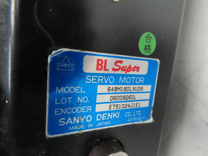 Sanyo Denki 64BM180LXUD9 BL Super AC Servo Motor w/ Encoder E751024J1E1