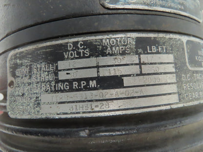 Kollmorgen TTRB-5313-02-A-02-A Inland Servo Motor 2000RPM 30VDC 60 LB/FT Brake