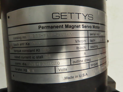 Gettys M233YY0B3G0YXH Permanent Magnet Servo Motor 56.6V/krpm 1 3/8" Shaft Gould