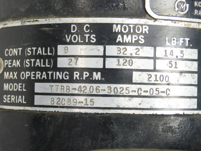 Kollmorgen TTRB-4206-3025-C-05-C Inland Servo Motor 2100RPM 27VDC 51 LB/FT Brake