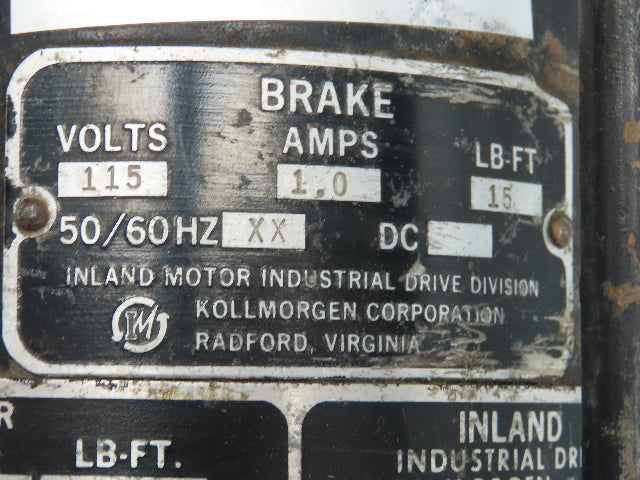 Kollmorgen TTRB-4206-3025-C-05-C Inland Servo Motor 2100RPM 27VDC 51 LB/FT Brake
