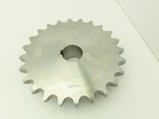 Tsubaki RS80-24 Chain Sprocket 24 tooth 1-9/16" Bore 3/8" Keyway 1" Pitch #80