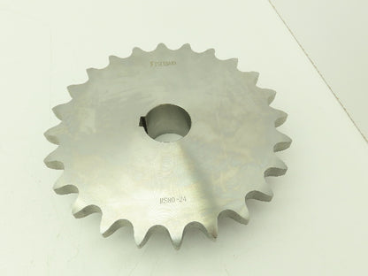 Tsubaki RS80-24 Chain Sprocket 24 tooth 1-9/16" Bore 3/8" Keyway 1" Pitch #80