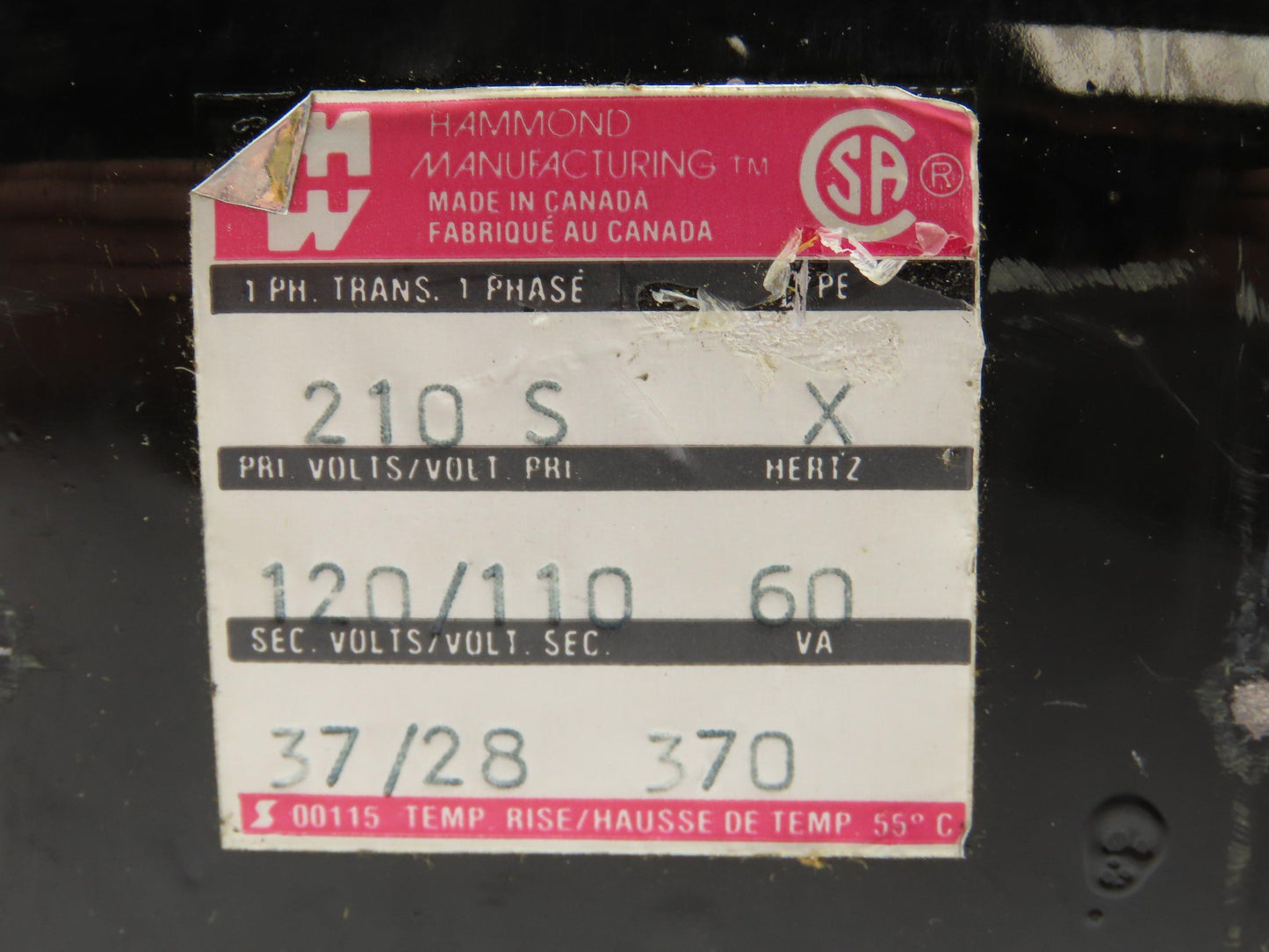 Hammond Manufacturing DBF9JS Control Transformer 210 Pri 120/110 Sec