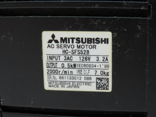 Mitsubishi Electric AC Servo Motor 0.5KW 126V 2000RPM Encoder Offset Gearbox