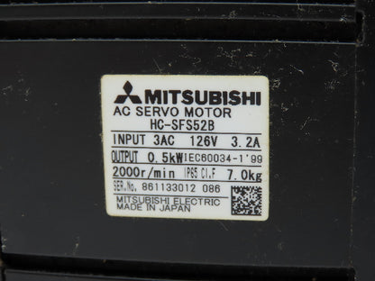 Mitsubishi Electric AC Servo Motor 0.5KW 126V 2000RPM Encoder Offset Gearbox