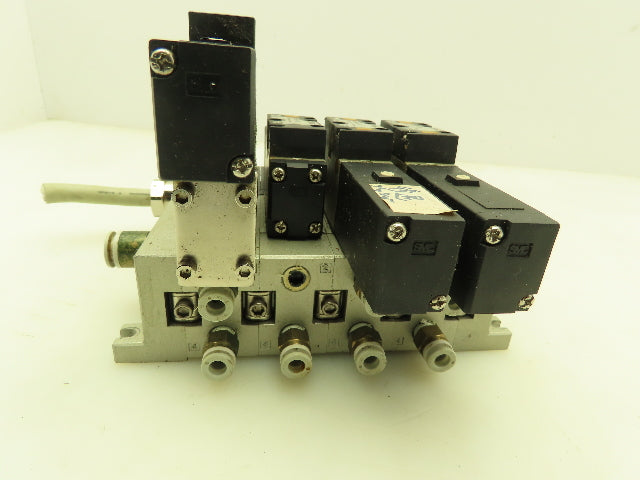 SMC VFS2400-5FZ Pneumatic Air Solenoid Valve Manifold 24VDC Double Single Acting