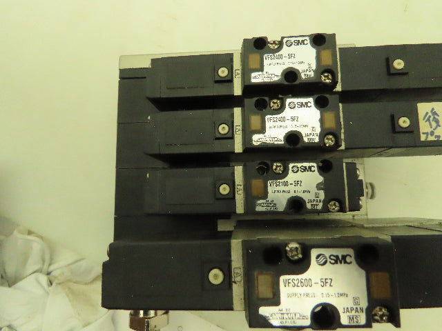 SMC VFS2400-5FZ Pneumatic Air Solenoid Valve Manifold 24VDC Double Single Acting