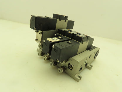 SMC VFS2400-5FZ Pneumatic Air Solenoid Valve Manifold 24VDC Double Single Acting