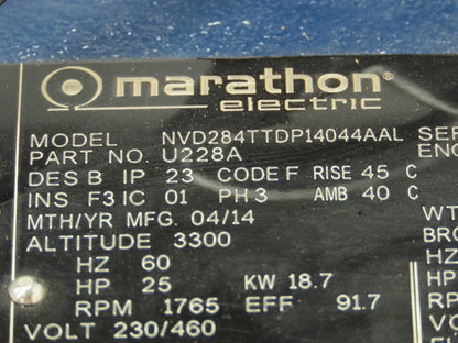 Marathon Electric Electric Motor 25HP 1765 RPM 3Ph 230/460V 284JP Pump Motor