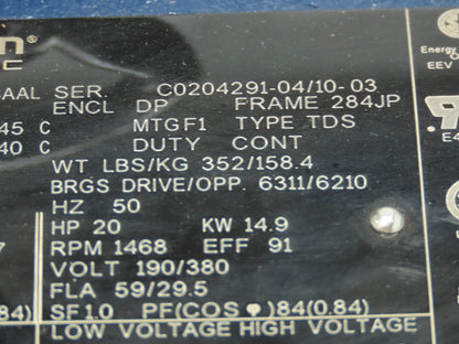 Marathon Electric Electric Motor 25HP 1765 RPM 3Ph 230/460V 284JP Pump Motor