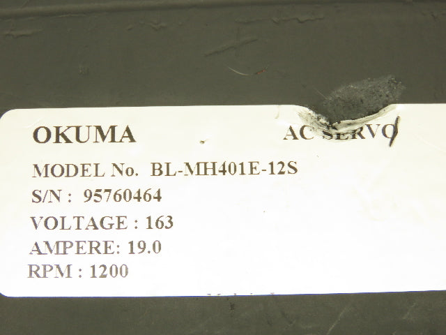 Okuma BL-MH401E-12S AC Servo Motor BL Series 1200 RPM Encoder ER-FC-2048D