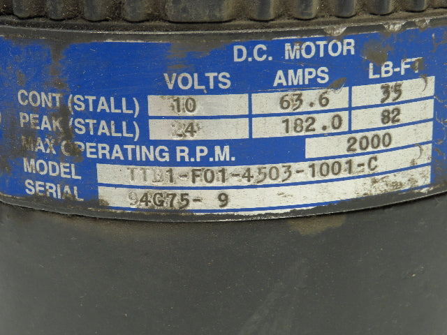 Kollmorgen TTB1-FO1-4503-1001-C Industrial Drives DC Servo Motor 2000RPM