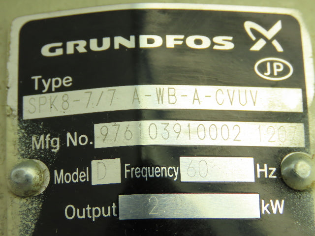 Grundfos SPK8-7/7 A-WB-A-CVUV Vertical Immersion Coolant Pump End -No Motor