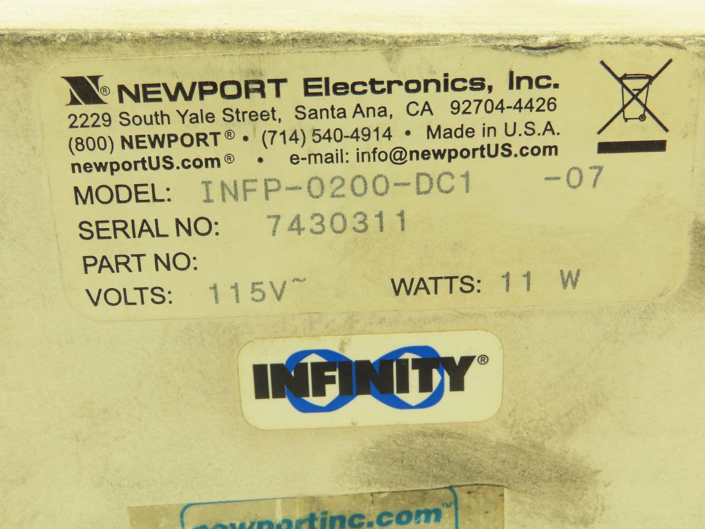 Newport INFP-0200-DC1 Infinity Process Panel Meter DC Current Voltage Pot