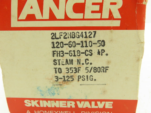Lancer 2LF2HBG4127 2-Way Skinner Solenoid Valve 1/2" Steam N.C. 3-125 PSI. 120v