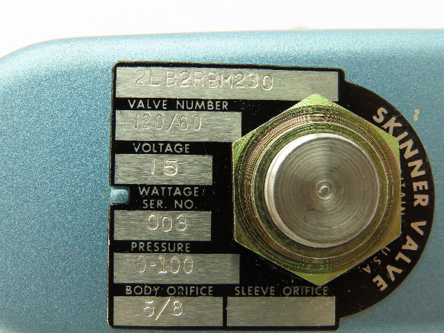 Lancer 2LB2RBM230 2-Way Skinner Solenoid Valve 1/2"NPT N.C. 0-100psi 120v