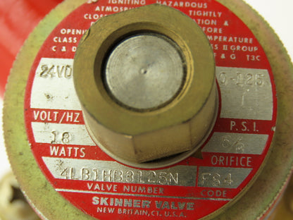 Lancer 4LB1HB3125N 2-Way Skinner Solenoid Valve 3/8" NPT N.O. 0-125psi 24VDC