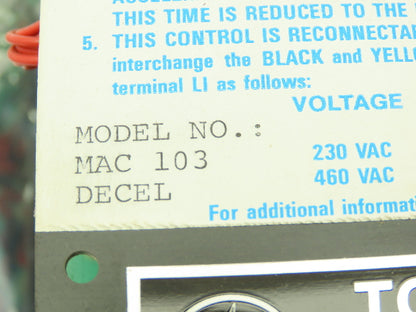 Electromotive Systems MAC 103 DECEL Tcontrols Mac 480V 3Ph Input