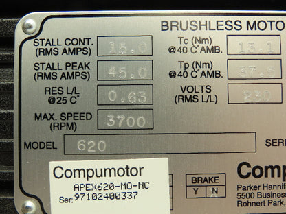 Parker 21BRCX-600-J39 APEX620-MO-NC Compumotor Brushless Servo Motor Encoder