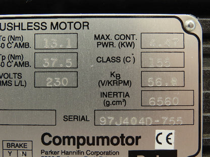 Parker 21BRCX-600-J39 APEX620-MO-NC Compumotor Brushless Servo Motor Encoder