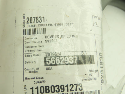 Graco 207831 Coupled Hose 2250 PSI 3/8" NPT x 50' L  - For Ram Pump