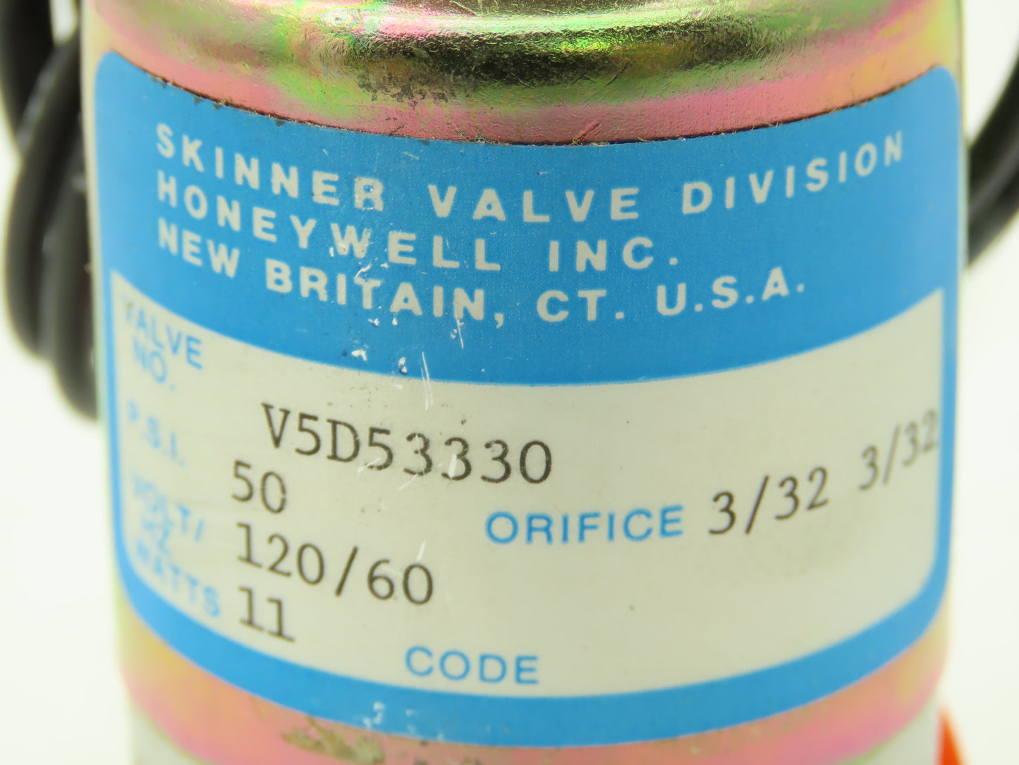 Honeywell Skinner V5D53330 Solenoid Valve 3-Way (NC) 120VAC 50 PSI 1/8" NPT V5