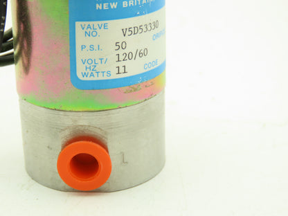 Honeywell Skinner V5D53330 Solenoid Valve 3-Way (NC) 120VAC 50 PSI 1/8" NPT V5