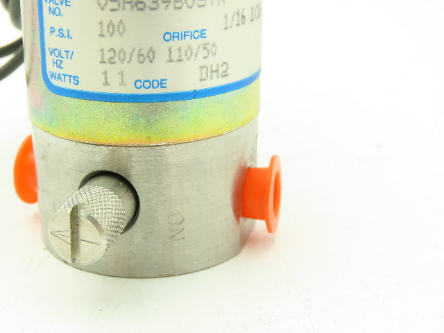 Honeywell Skinner V5H63980 Solenoid Valve 3-Way 120VAC 1/8" NPT Manual Shut-Off
