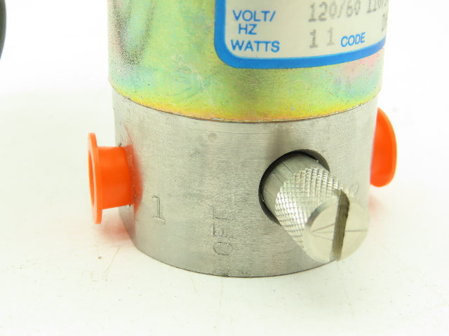 Honeywell Skinner V5H63980 Solenoid Valve 3-Way 120VAC 1/8" NPT Manual Shut-Off