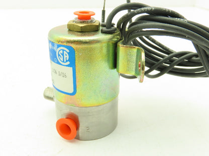 Honeywell Skinner V5H63980 Solenoid Valve 3-Way 120VAC 1/8" NPT Manual Shut-Off