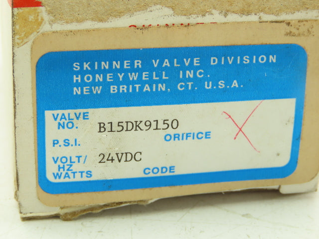 Honeywell Skinner B15DK9150 Solenoid Valve 3-Way (NO) 24VDC 150 PSI 1/8" NPT