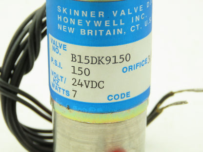 Honeywell Skinner B15DK9150 Solenoid Valve 3-Way (NO) 24VDC 150 PSI 1/8" NPT