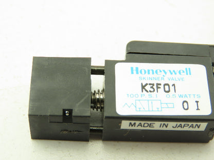 Honeywell Skinner K3F01 Solenoid Poppet Valve 3-Way (NC) 12VDC 100 PSI